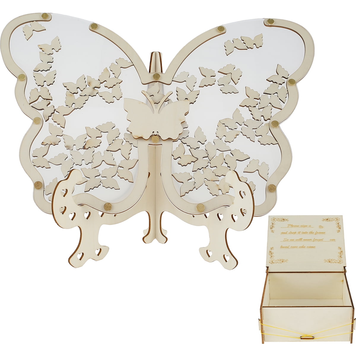 Wedding Guest Book Kit Wooden Transparent Guest Book Drop Box with 60