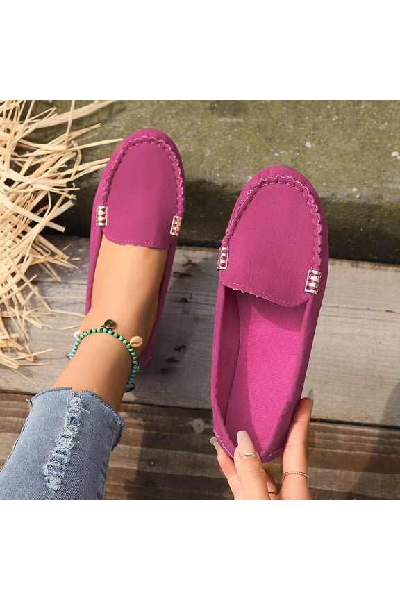 Wedding Guest Comfortable All Day Wear Dress Shoes Round Toe Shallow Cut Plus Size Spring Summer Hot Pink 5.5