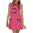thumbnail image 1 of Wedding Guest Dress Plus Size, Women's Summer Sleeveless Mini Dress Casual Bow Crewneck Loose Knit Tank Dresses With Pockets(Hot Pink,M), 1 of 5