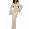 thumbnail image 1 of Wedding Guest Dress for Women Long Sleeve Bodycon Ribbed Knit Maxi Dress Fall Formal Dresses  S, 1 of 7