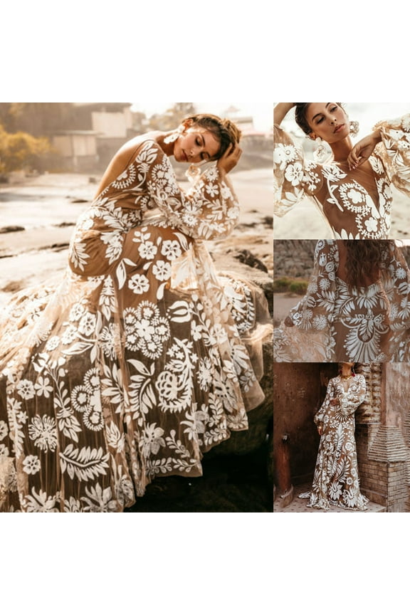 Wedding Guest Dresses For Women Holiday Sundress Sleeve Backless V Neck Evening Gown Formal Dress White S