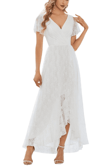 White Dress Lace Overlay