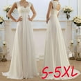 thumbnail image 1 of Wedding Guest Dresses For Women Women Ladies Plus Size V Neck Backless Maxi Dress Wedding Party Dress, 1 of 9