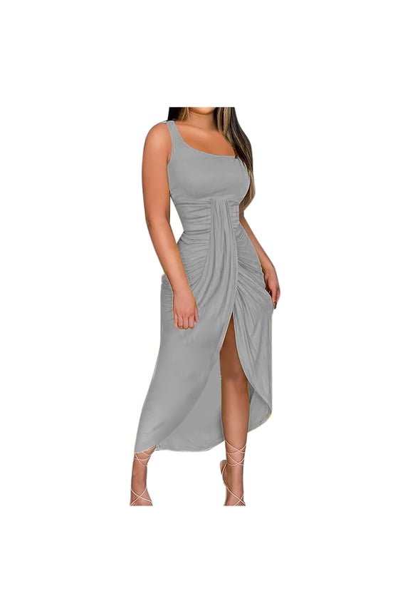 Wedding Guest Dresses for Women ,Elegant Evening Dresses Ladies s Summer Party Dress Sleeveless Off Shoulder Bridesmaid Cocktail Dresses Club High Split Prom Dress Ball Gown