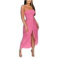 thumbnail image 1 of Wedding Guest Dresses for Women Formal Strapless Dress Trendy Eyelet High Waist Bodycon Split Maxi Dresses Beach Cocktail Party Evening Dresses Orders Placed Orders Placed By Me To Be Delivered, 1 of 6