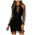 thumbnail image 1 of Wedding Guest Dresses for Women Petite Sexy V Neck Sequin Dress Sale Long Sleeve Bodycon Elegant Party Prom Dress Sparkly Evening Dresses for Ladies Work Dress Office Dressing, 1 of 7
