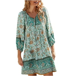 Fashion Elegant Print Patchwork V Neck A Line Dresses(3 Colors) Fashion Elegant Print Patchwork V Neck A Line Dresses(3 Colors)