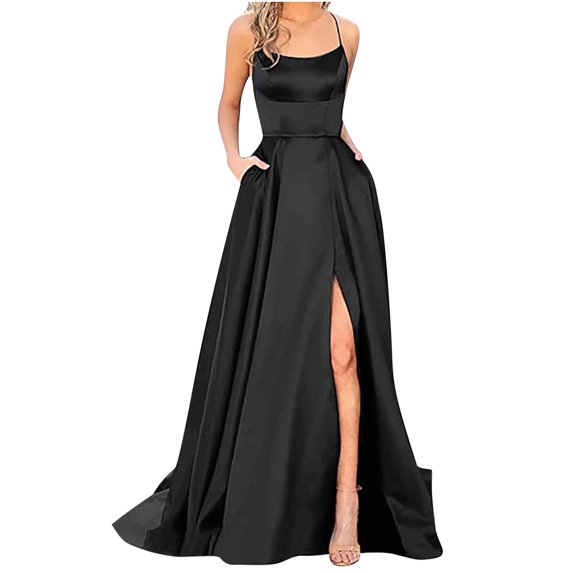 Wedding Guest Dresses for Women,Clearance Women's Solid Color Off Back Strap Long Dress Slim Off Shoulder Evening Dress