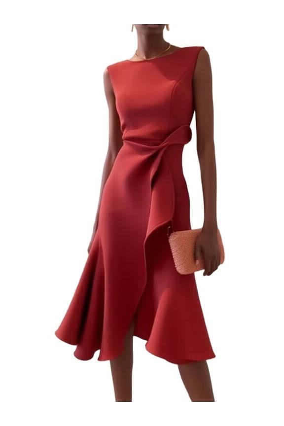 Wedding Guest Dresses for Women Modest Cocktail Church Vintage Holiday Party Dress Red XS