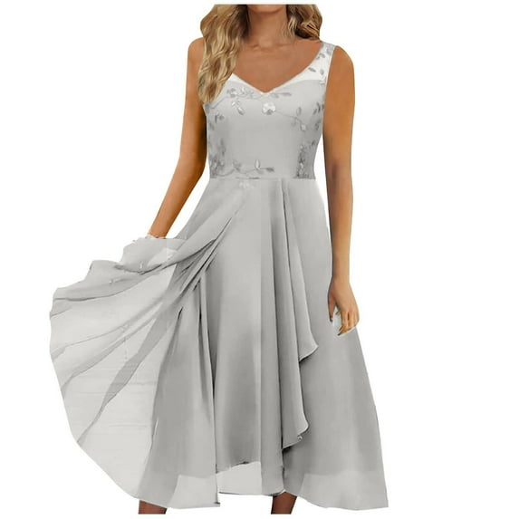 Wedding Guest Dresses for Women Mother of The Groom/Bride Dresse Sexy Sleeveless Glitter Chiffon Formal Evening Party Dresses