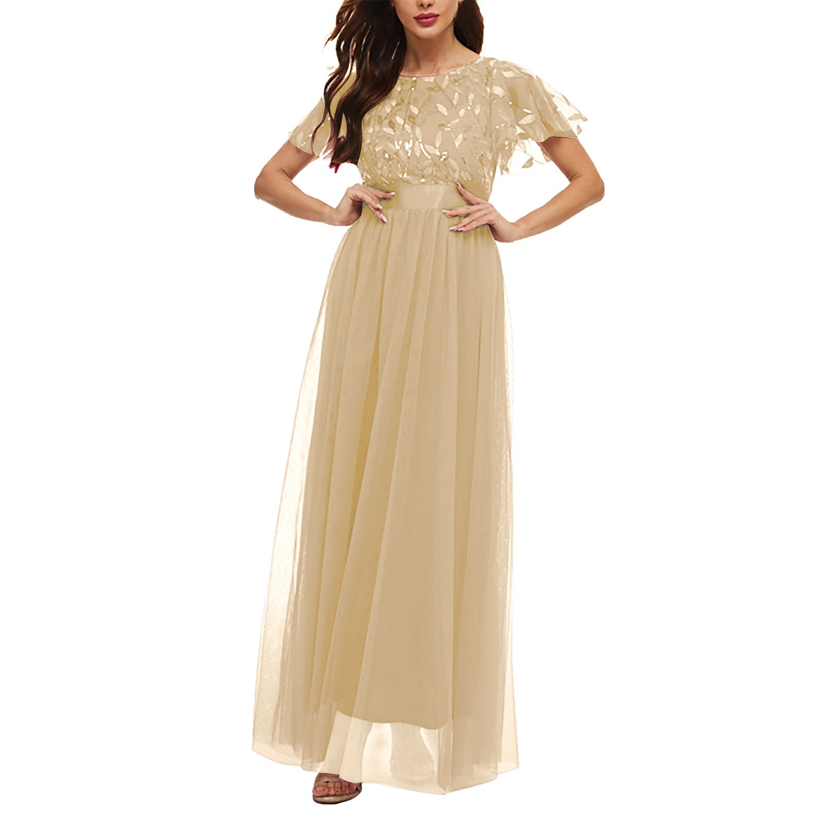 Wedding Guest Dresses for Women Sexy Formal Wedding Dress Comfortable Soft  Pretty Wedding Dresses for Women,Gold,XXL - Walmart.com