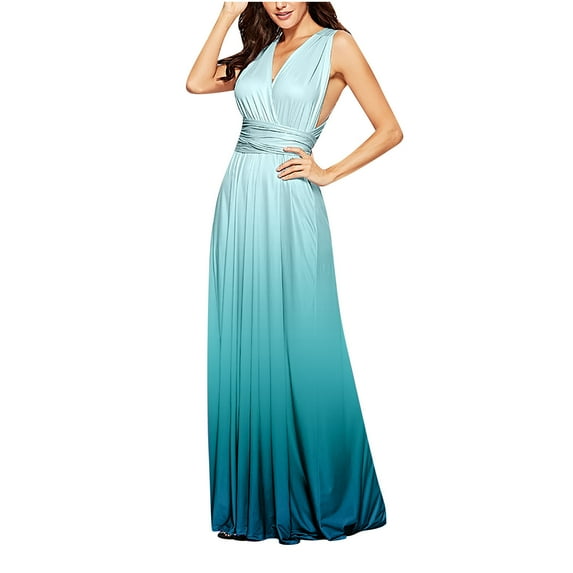 Wedding Guest Dresses for Women Sleeveless V Neck Cross Back Pleated Maxi Dress Formal Cocktail Bridesmaid Dress