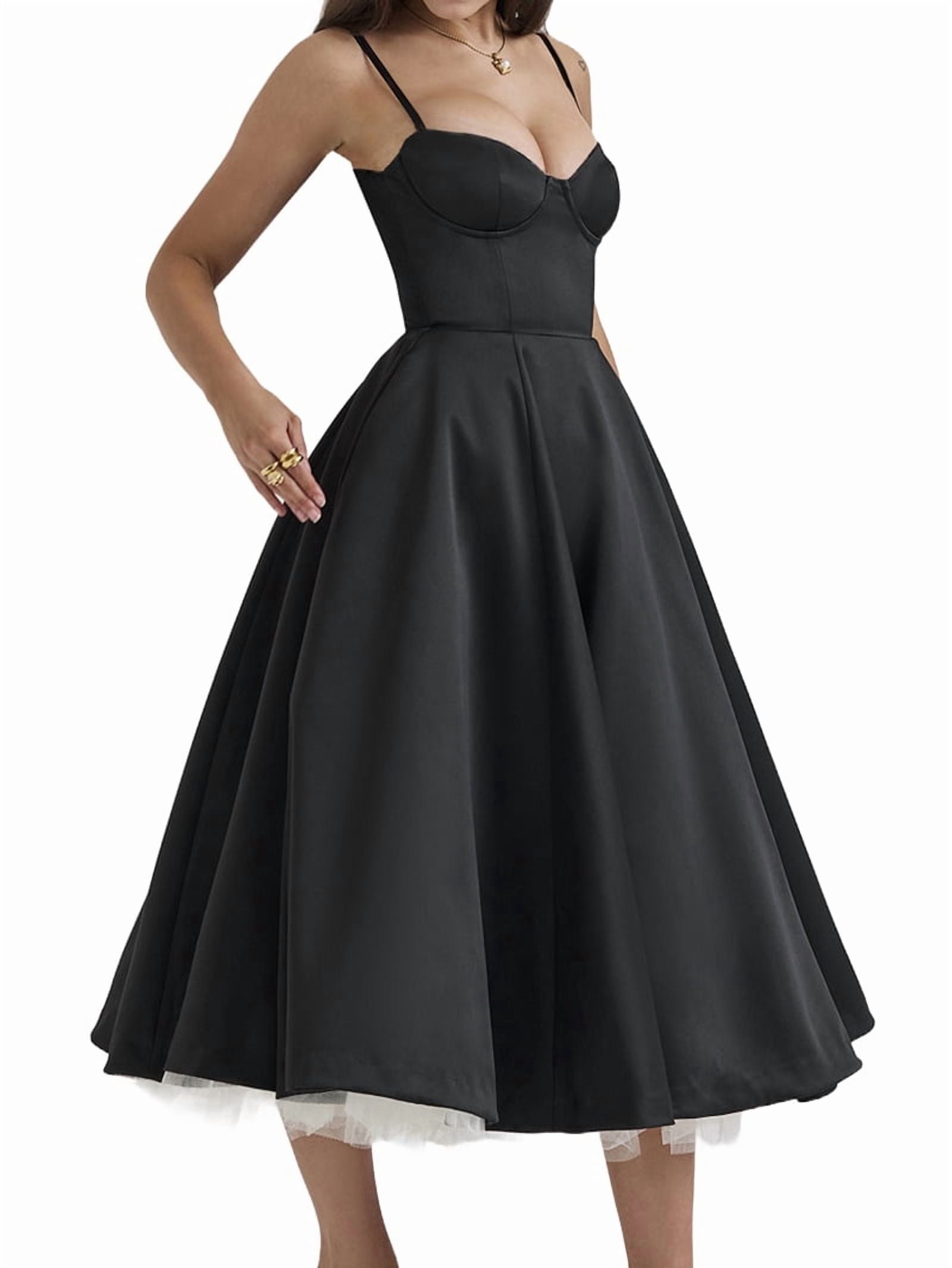 Wedding Guest Dresses for Women Spaghetti Straps Corset Homecoming Floral Lace Maxi Prom Dresses Black XL