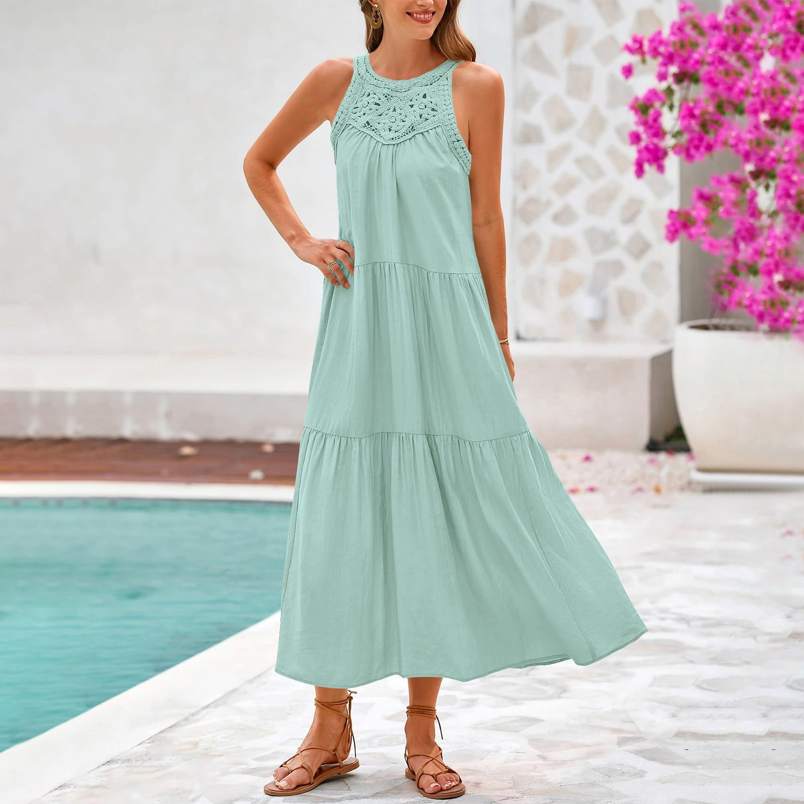 Wedding Guest Dresses for Women, Women's Casual Solid Color Loose Summer  Dress(Blue,M) - Walmart.com