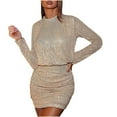 thumbnail image 1 of Wedding Guest Dresses for Women,Women's Sequin Sparkly Party Dress Cocktail Bodycon Glitter Dresses Long Sleeve, 1 of 5