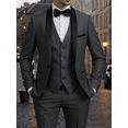 thumbnail image 1 of Wedding Guest Suits For Men 3pcs Outfit Set, Men'S Long Sleeve One Button Shawl Collar Jacket, Grey, With Pockets & Slim Fit Pants Set, Wedding Banquet, 1 of 6