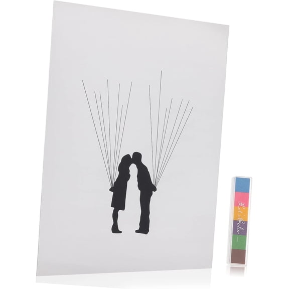 Wedding Guestbook Alternative Fingerprint Sign-in Canvas for Wedding Reception Table Decoration 15.75X11.81 Inch Unique Thumbprint Guest Book with Photo Frame