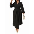 thumbnail image 1 of Wedding Guests Dresses Women Formal Maxi Dress Plus Size Twist Front V-Neck Wrap Cocktail Dress Evening Party Black XXL, 1 of 9