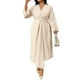 thumbnail image 1 of Wedding Guests Dresses Women Formal Maxi Dress Plus Size Twist Front V-Neck Wrap Dress Evening Party Color XXXL, 1 of 8
