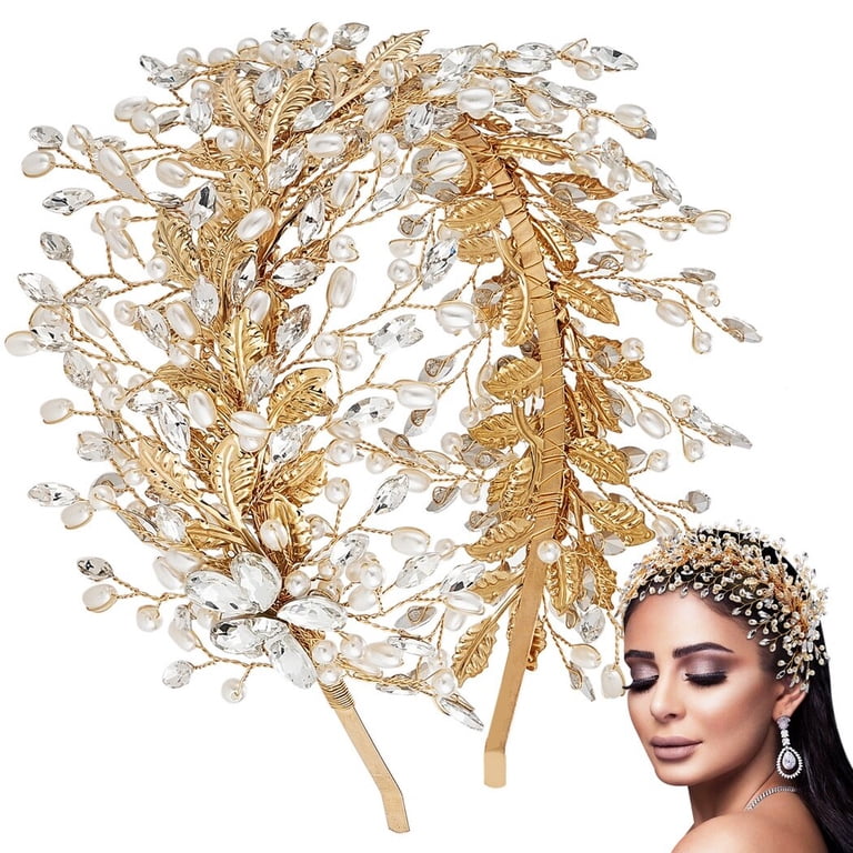 Wedding Hair Band, Bridal Leaf Headband with Rhinestone  display picture 2