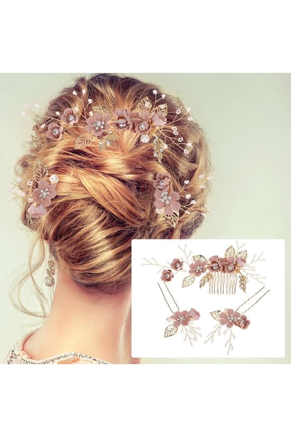 Wedding Hair Comb Blue Flower Bridal Pearl Hair Accessories for Bride and Bridesmaids Elegant Decoration for