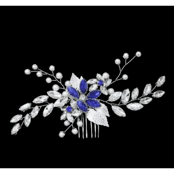 Wedding Hair Comb Blue Rhinestone Bridal Hair Accessories for Bride and Bridesmaids Wedding Hair Piece