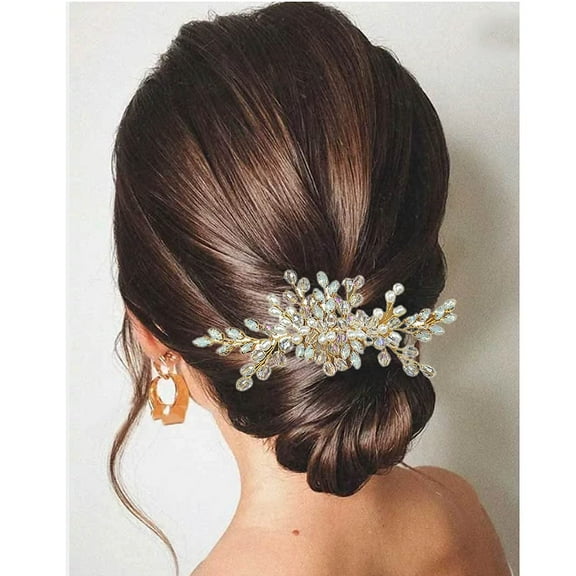 Wedding Hair Comb Gold Rhinestone Bride Hair Comb Bridal Hair Clips Headpieces Wedding Hair Accessories for Bride and Bridesmaids