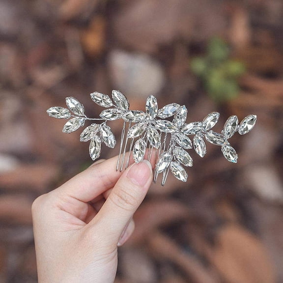 Wedding Hair Comb Silver Rhinestone Bride Hair Side Comb Bridal Hair Clips Headpieces for Bride and Bridesmaids