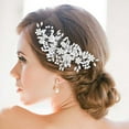 thumbnail image 1 of Wedding Hair Comb Silver Rhinestone Headpiece Pearls Crystal Prom Hair Pieces Flower Bridal Hair Clips Decorative Bridesmaids Bead Hair Side Combs Brides Hair Accessories for Women (Gold), 1 of 4