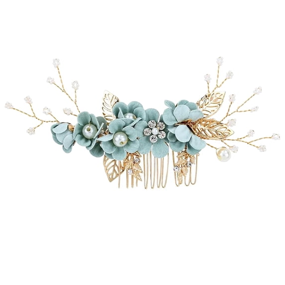 Wedding Hair Combs, Crystal Flwoer Hair Clips Bride Bridesmaid Hair Sides Comb Rhinestone Barrettes, Pearl Flower Hair Pins Hair Accessories for Women Girls (Pink)