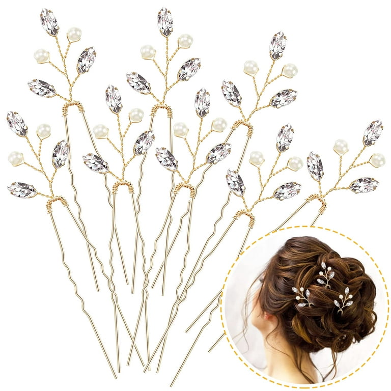 Bridal Wedding Flower Clips Hair Pins Bridesmaid Accessories Crystal Hair  Pearls