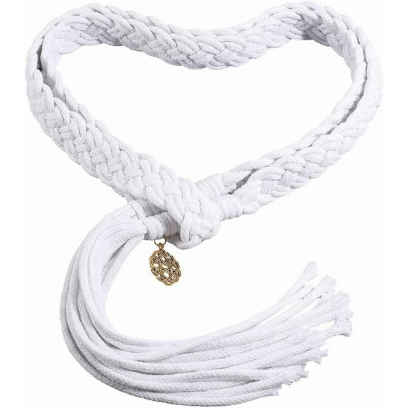 Wedding Hand Rope Ivory White Wedding Handfasting Cord with Pendants Thick Cotton Woven Lasso Rope