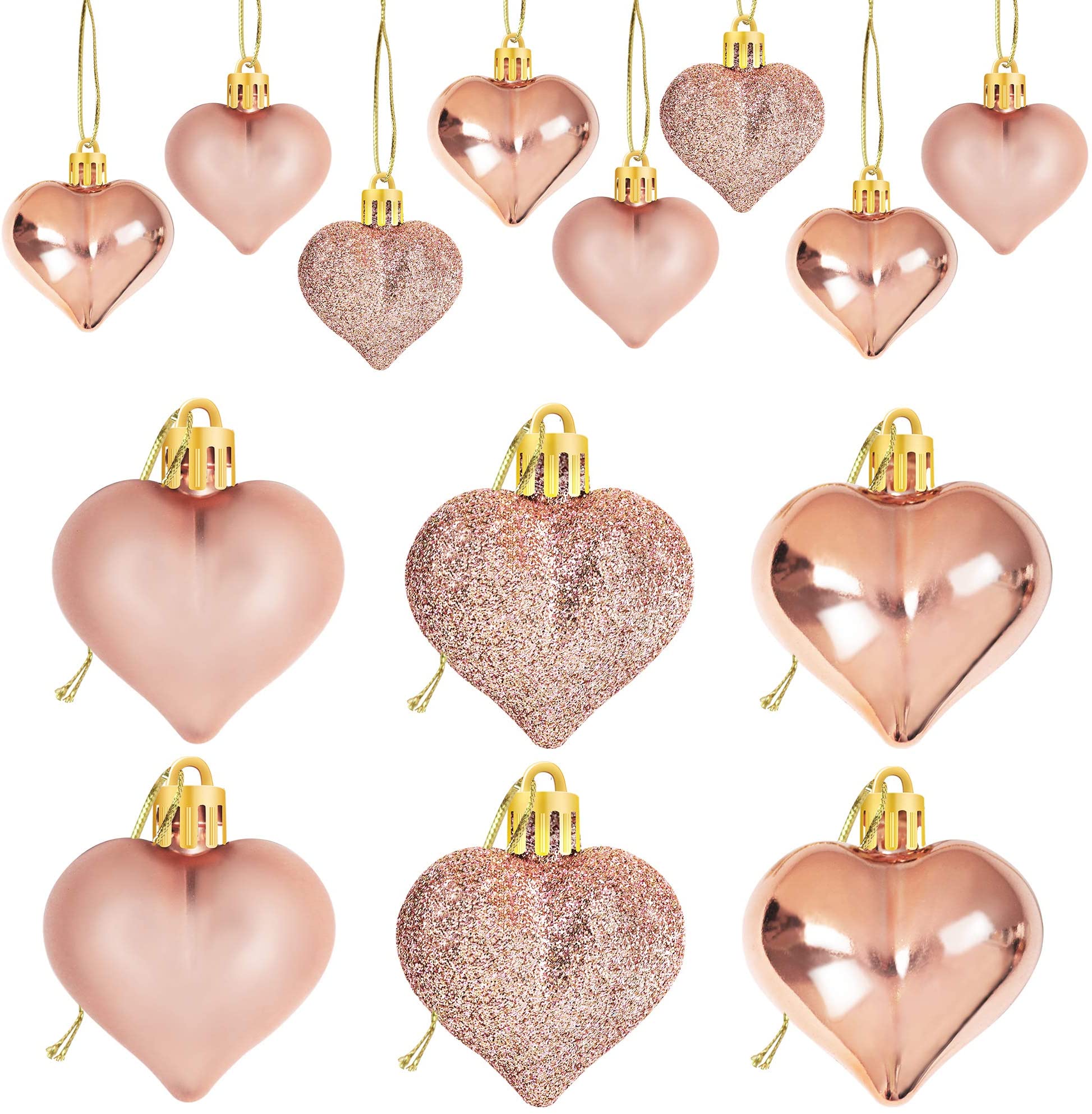 Wedding Haning Ornaments for Decorations, LONGRV 24Pcs Valentine's Day  Heart Shaped Ornaments | Romantic Valentines Heart Decorations | Glossy  Matt