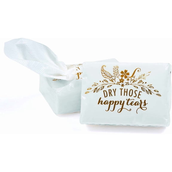 Wedding Happy Tears Tissue Favor Packs -"Dry Those Happy Tears"- 12 per Set - Wedding Favors, Gift, Destination & Rustic Wedding