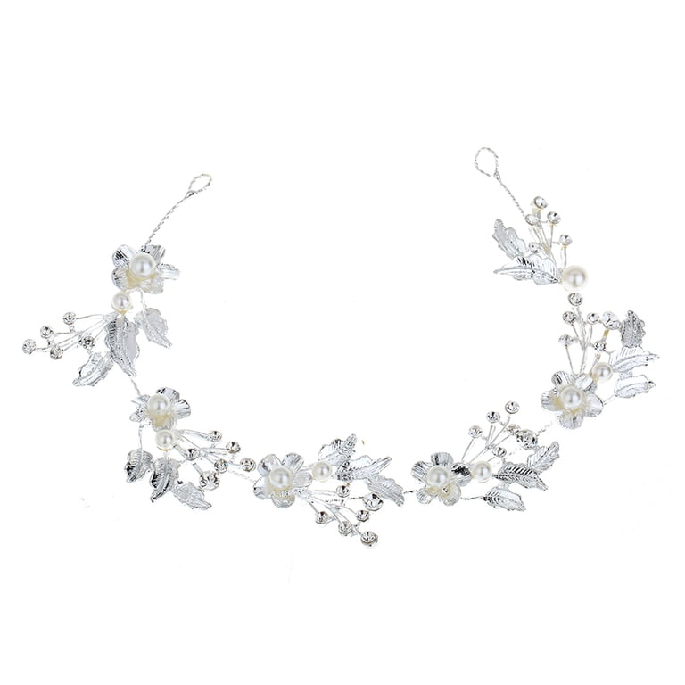 Wedding Headband Silver Leaves Rhinestone Flower Bridal  display picture 1