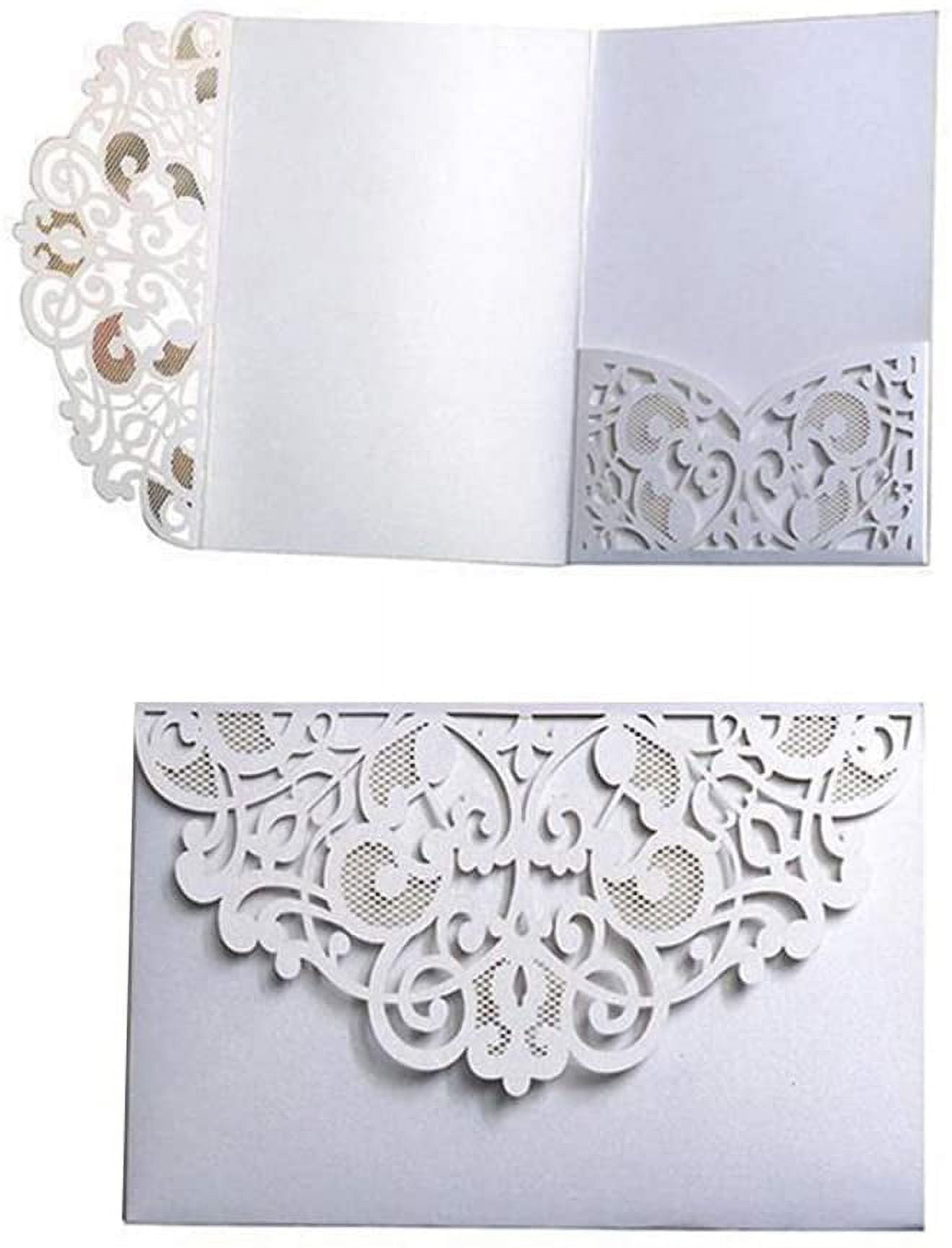 WISHMADE 50Pcs White Laser Cut Invitation Card Stock with Envelopes, Blank  Invitations Printable, for Wedding Bridal Shower Engagement Birthday