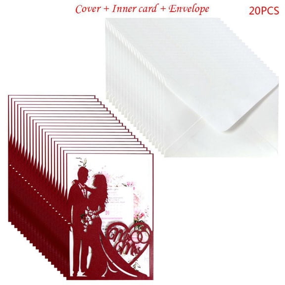 Wedding Invitation Suite, Laser Cut Floral, 20 Cards and Envelopes