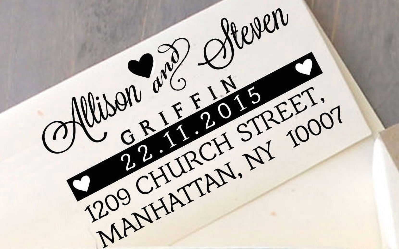 Custom Save The Date Rubber Stamp - Personalized Calligraphy Wedding Invitation Stamp