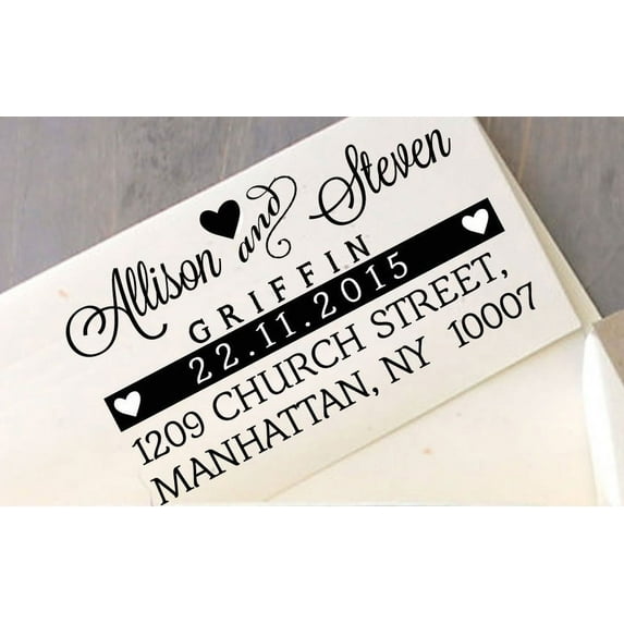Wedding Invite Address Stamp Pre Inked Calligraphy Custom Rubber Stamp Selk Inking Colop Stamper