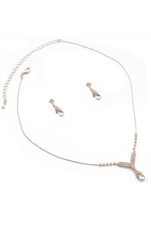 Wedding Jewelry Set Rose Gold Plating Necklace Set