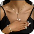 thumbnail image 1 of Wedding Jewelry Set for Brides Bridesmaids Silver Rhinestone Necklace Earrings Bracelet Sets Formal Costume Jewelry Prom Jewelry Sets for Women, 1 of 18