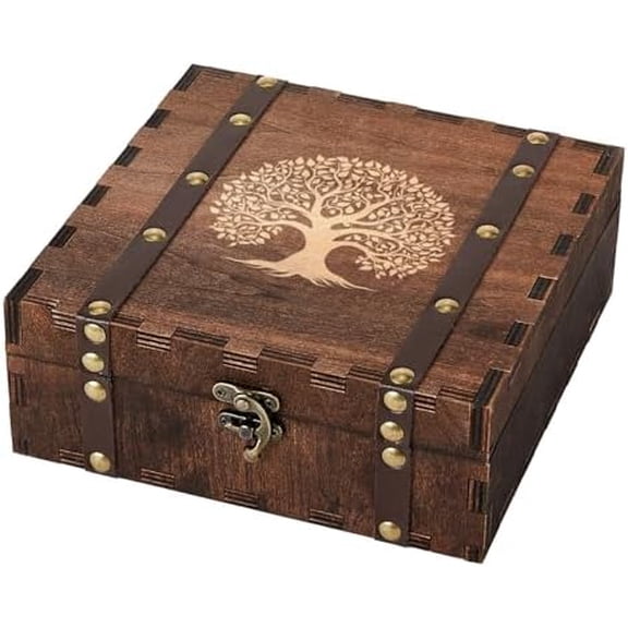 Wedding Keepsake Box with Tree of Life Engraved, Wood Decorative and Storage Boxes, Bridal Shower Gifts for Bride, Engagement Gifts for Couples Newly Engaged, Anniversary Marriage Presents
