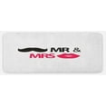 thumbnail image 1 of Wedding Kitchen Mat, Funny Stencil Art Lips Moustache Mr and Mrs Retro Design Art Print, Plush Decorative Kitchen Mat with Non Slip Backing, 47" X 19", Black Pink, 1 of 1