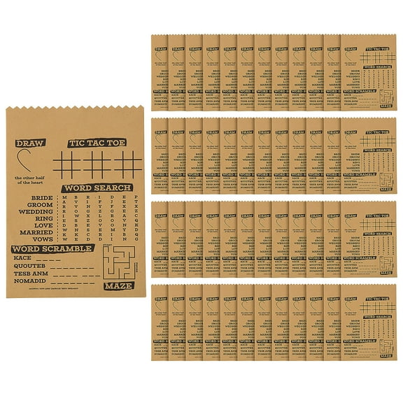 Wedding Kraft Treat Bags with Printed Games Mega Bulk 150 Pc