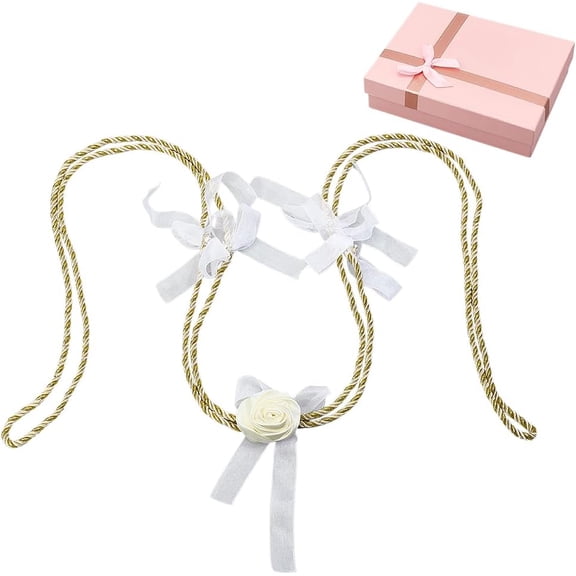 Wedding Lasso Rope with Rose and Tie 2 Yards Gold Wedding Lasso Handfasting Cord Ceremony Traditional Weddings Bridal Rope Rustic Weddings Lasso Cord
