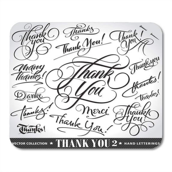 Wedding Letter of Custom Thank You Hand Lettering Calligraphy Eps8 Script Text Mousepad Mouse Pad Mouse Mat 9x10 inch