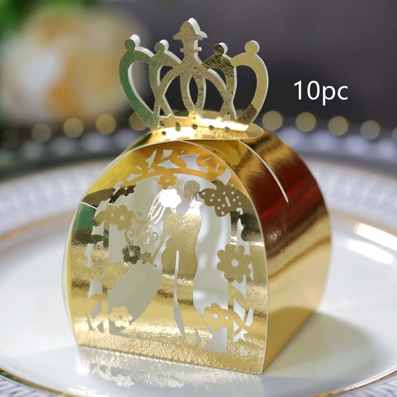 Wedding Light Orchid Groom and Bride Crown Wedding Candy Box Valentine's Day Couple Butterfly Candy Box Chocolate Paper Box Exquisite Candy Packaging Box