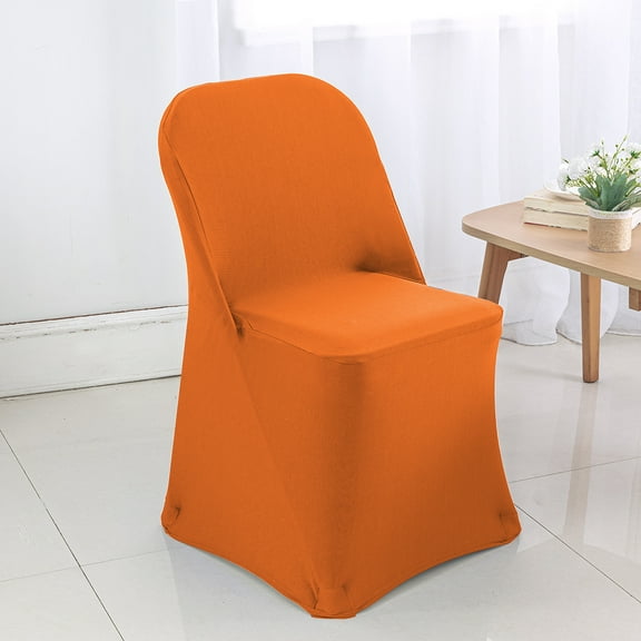 Wedding Linens (2pcs) Premium (200 GSM) Spandex Stretch Lycra Fitted Folding Chair Cover Event Chair Covers for Wedding Party Catering - Orange