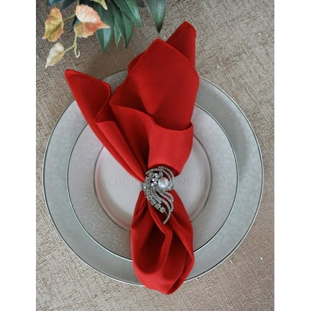 Wedding Linens Inc. (10-Pieces) 17" x 17" Polyester Linen Napkins - Red