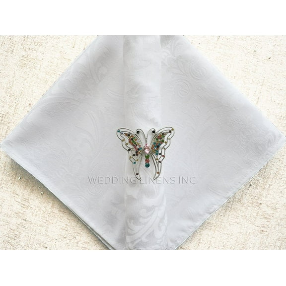 Wedding Linens Inc. (10 pcs) 20'' x 20" Jacquard Damask Polyester Napkins - White
